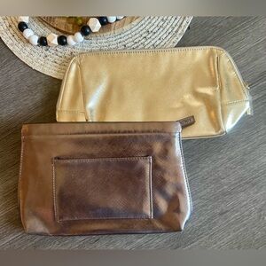 Lancome Metallic Gold Toiletries Bag & Metallic Copper Cosmetic Bags (2) NWOT